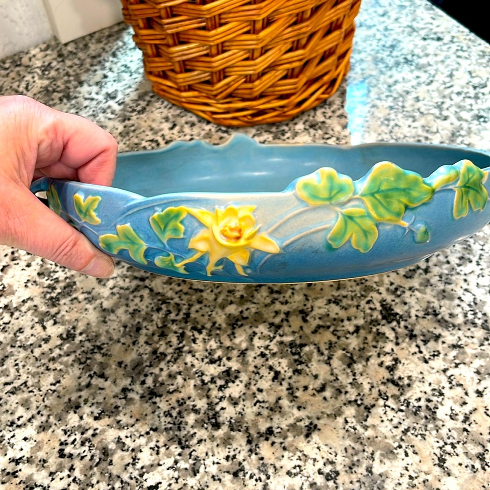 Roseville Columbine Blue10" Oval Bowl #403-10